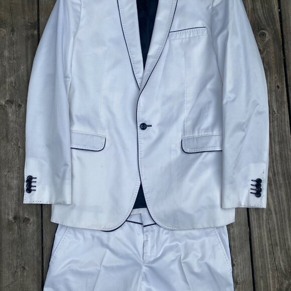 Dolce & Gabbana White Tuxedo Suit Jacket Wedding Suit & Pants Size 44R Size 36W - Picture 15 of 16